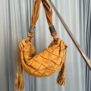 Vintage 2000s Tan Roberto Cavalli Leather Purse with Tassels